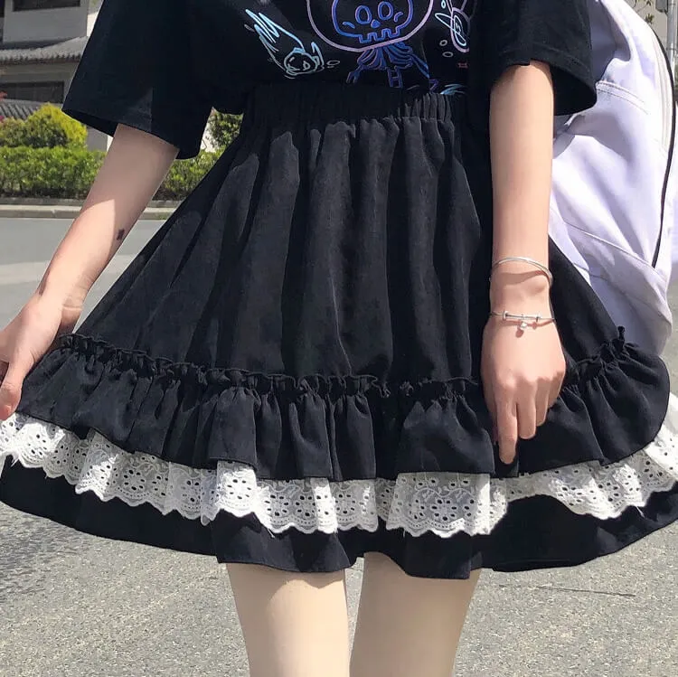 Kawaii goth layered skirt