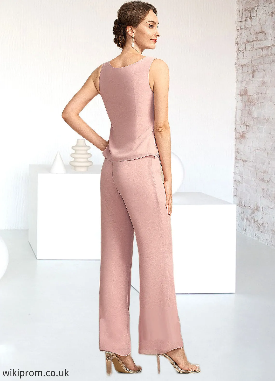 Kaydence Jumpsuit/Pantsuit Scoop Neck Ankle-Length Chiffon Lace Mother of the Bride Dress SWK126P0014746