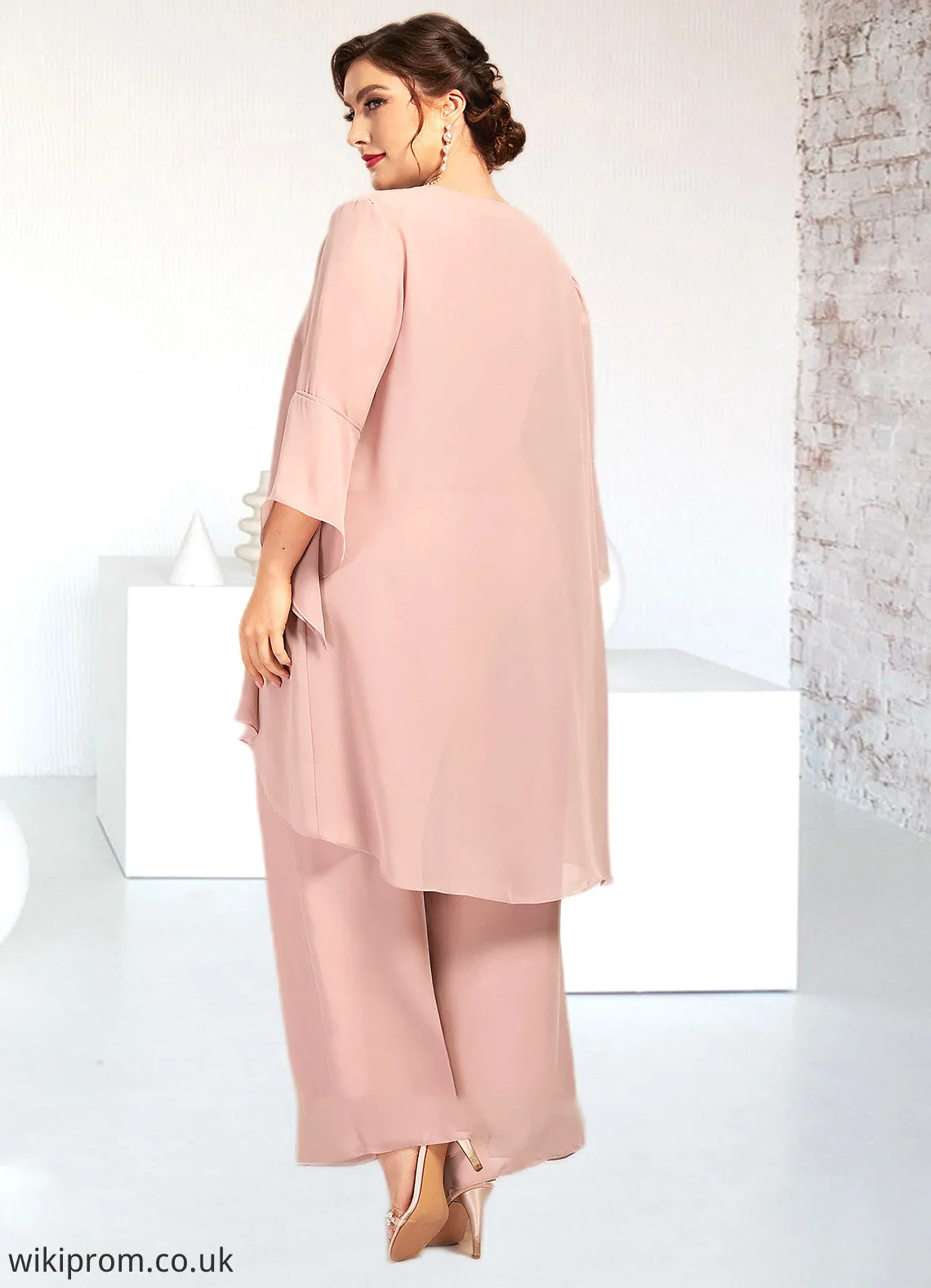 Kaydence Jumpsuit/Pantsuit Scoop Neck Ankle-Length Chiffon Lace Mother of the Bride Dress SWK126P0014746
