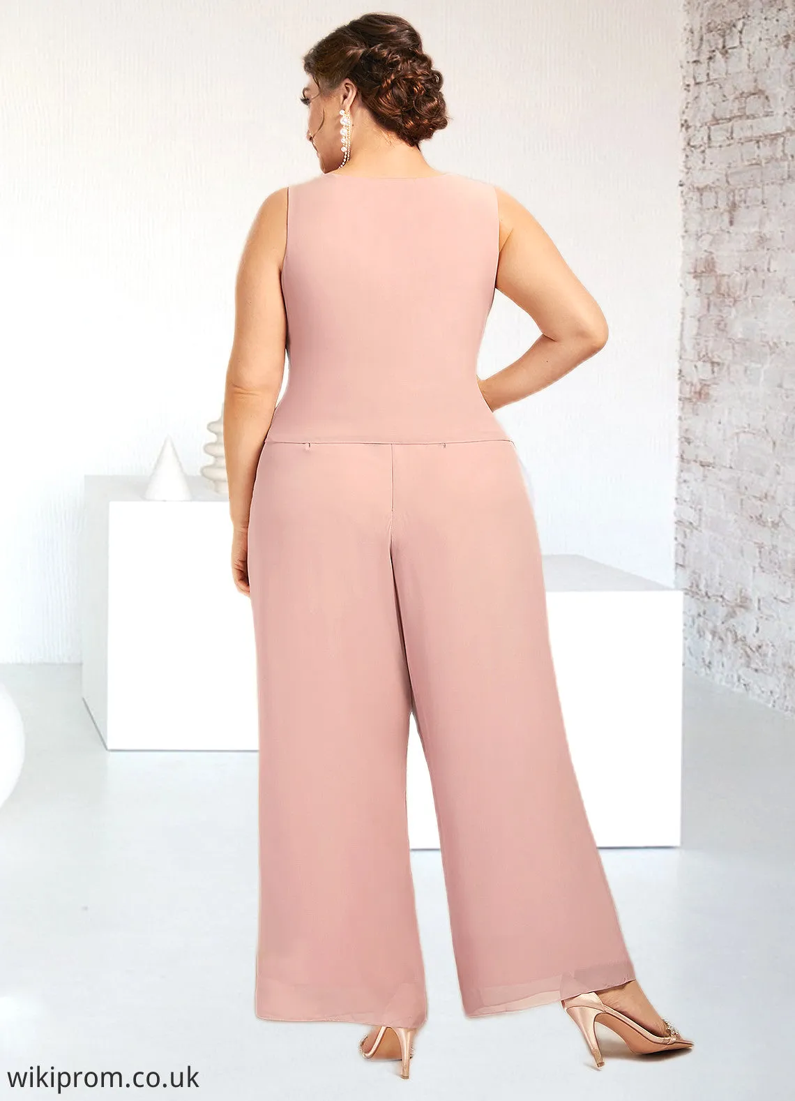 Kaydence Jumpsuit/Pantsuit Scoop Neck Ankle-Length Chiffon Lace Mother of the Bride Dress SWK126P0014746