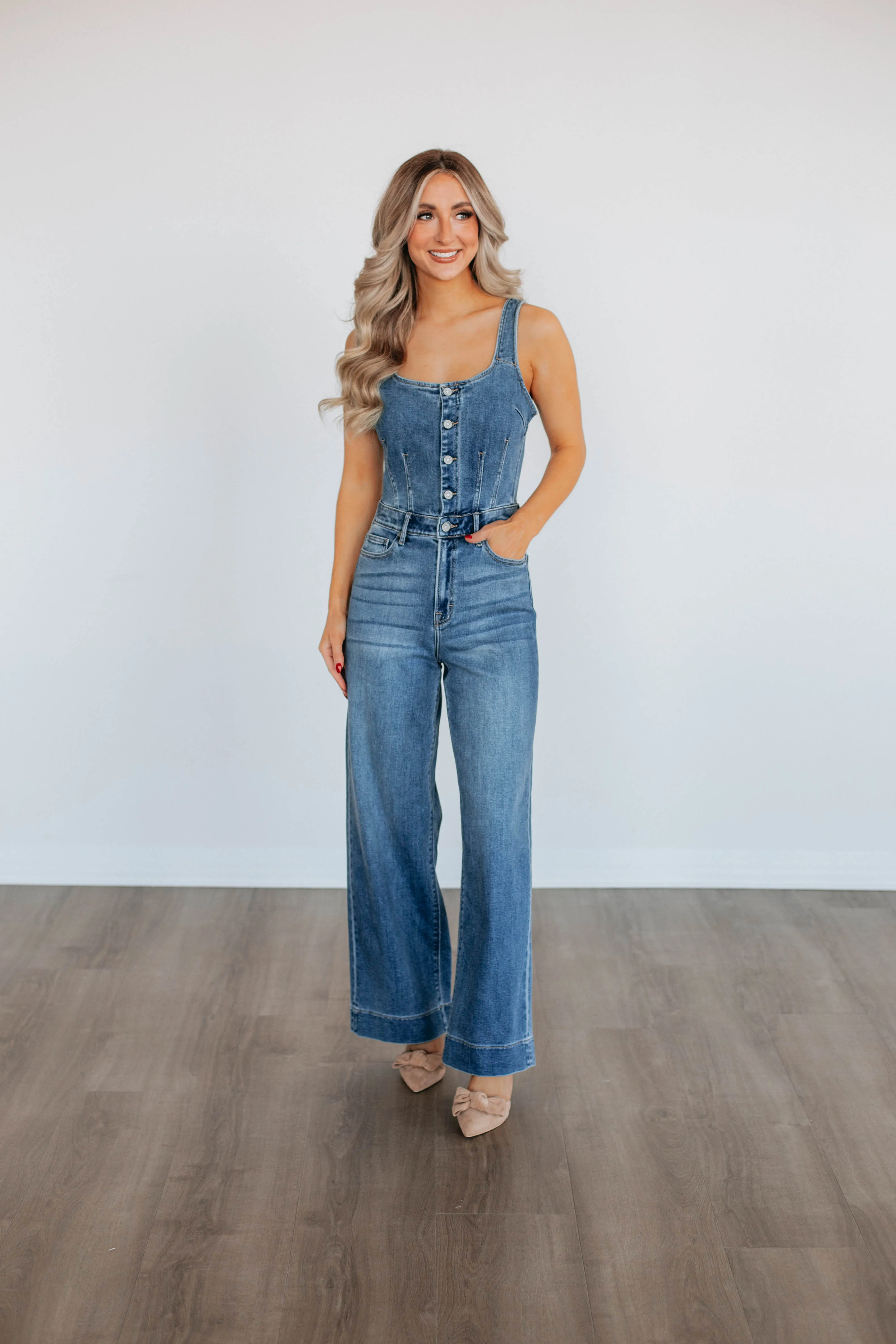 Kendall Hidden Denim Jumpsuit