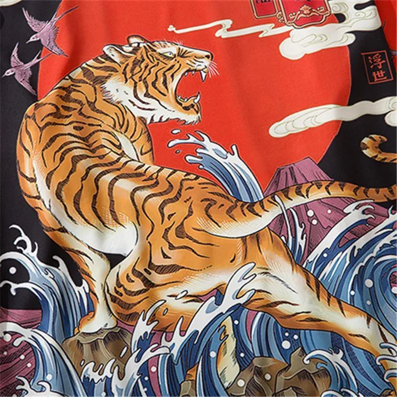 Kimono Cardigan With Japanese Tiger Painting