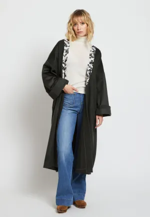 KIMONO WAKA CACHEMIRE UPCYCLÉ DÉTAIL TISSU JAPONAIS