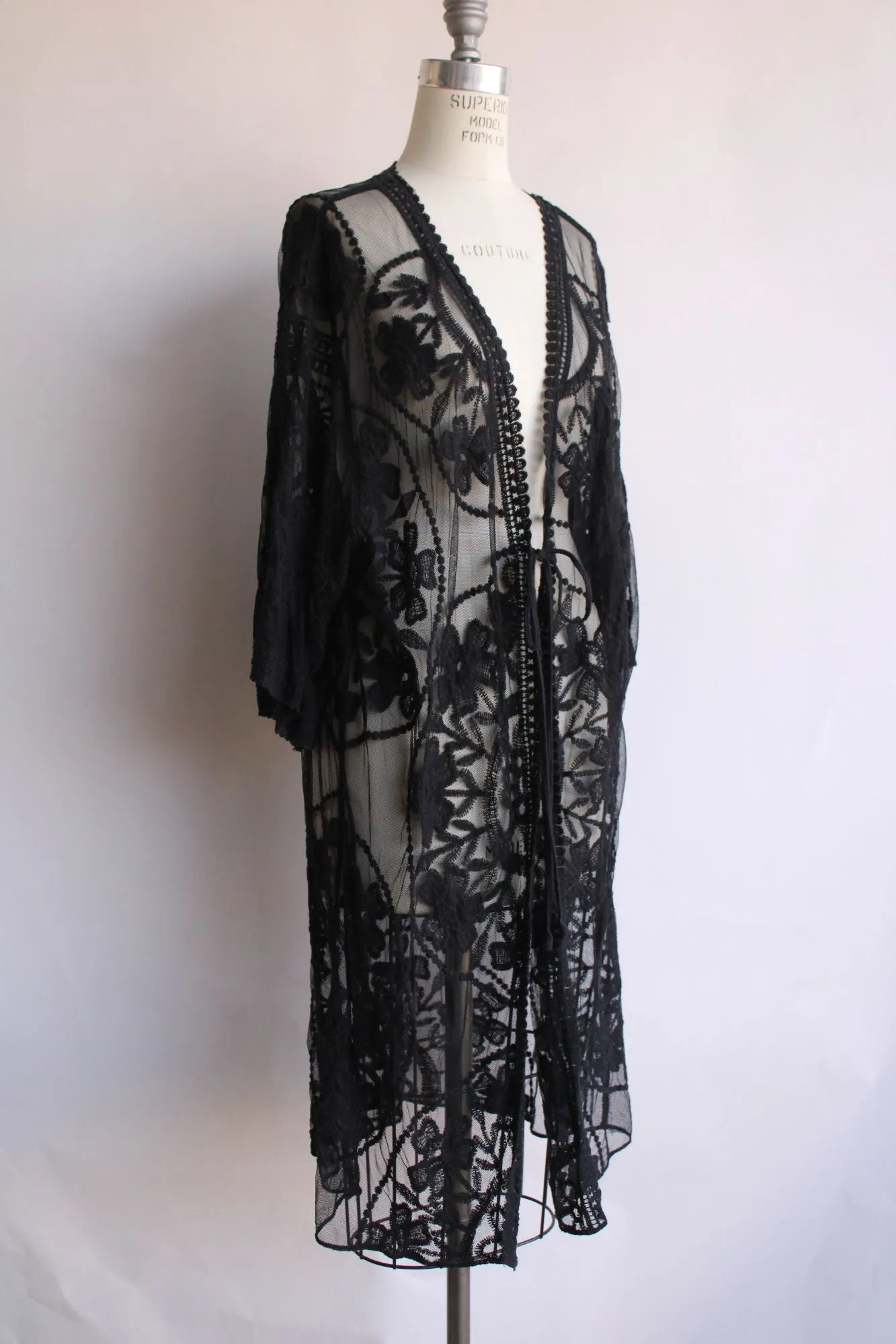 Kivenst Womens Lace Jacket, One Size, Black Lace Cover Up