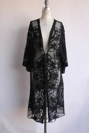 Kivenst Womens Lace Jacket, One Size, Black Lace Cover Up