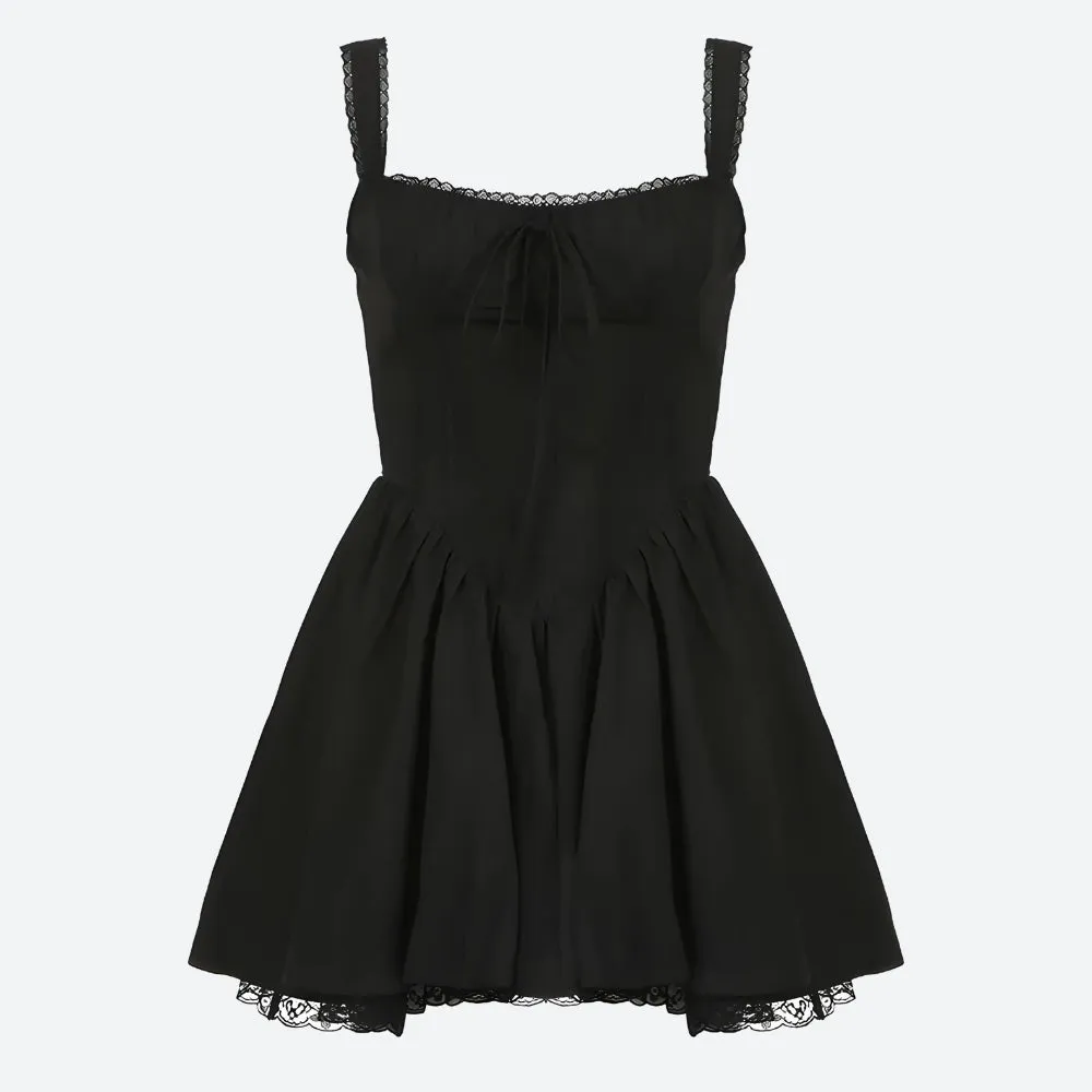 Lace Ruffled Corset Mini Dress