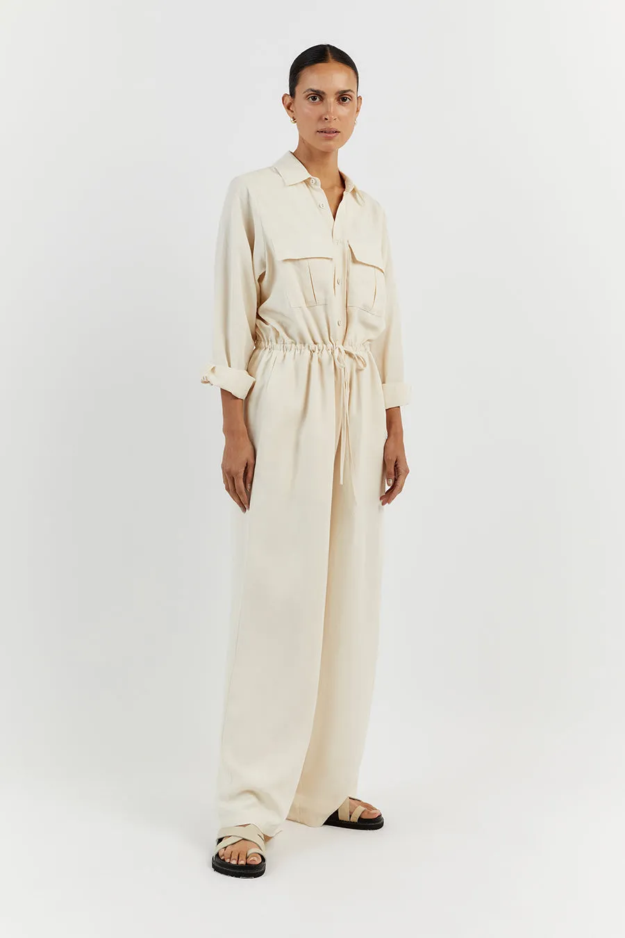 LARS CREAM TENCEL JUMPSUIT