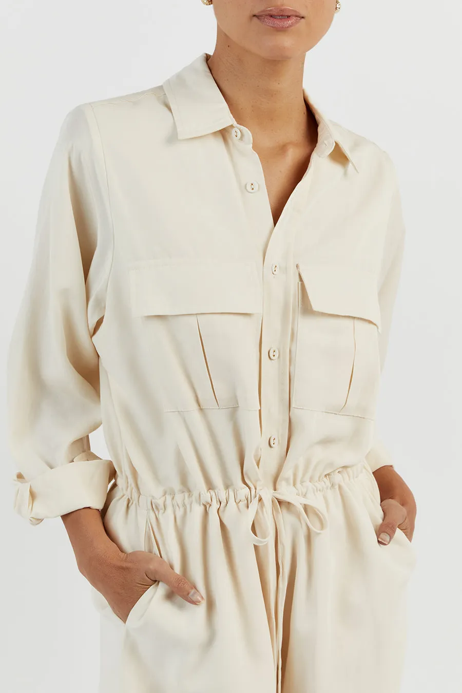 LARS CREAM TENCEL JUMPSUIT