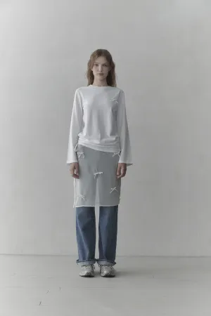 [MAUSOLEUM] FW 23 (New)(Mausoleum x Icoco) Ribbon sheer string midi wrap skirt - Ivory