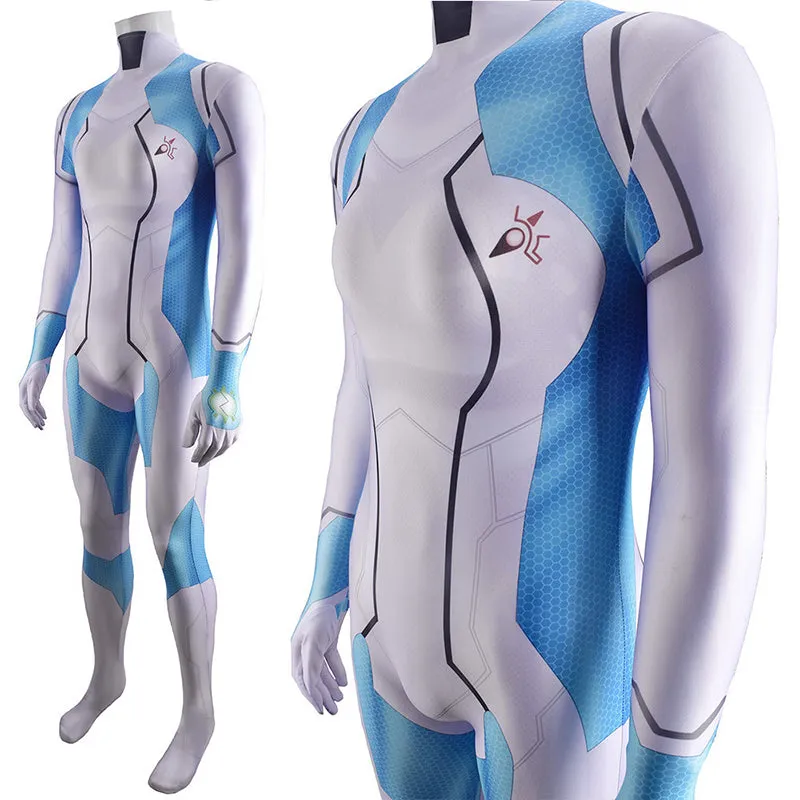 Metroid Dread Gameplay Samus Aran Zero Suit Blue Jumpsuit Adult Kids Costume