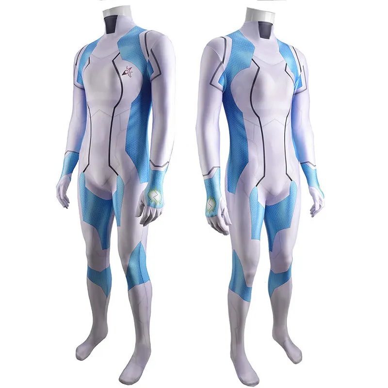 Metroid Dread Gameplay Samus Aran Zero Suit Blue Jumpsuit Adult Kids Costume