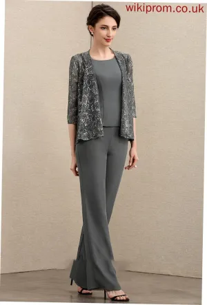 Michaelia Scoop of Mother the Dress Jumpsuit/Pantsuit Bride Chiffon Mother of the Bride Dresses Ankle-Length Neck