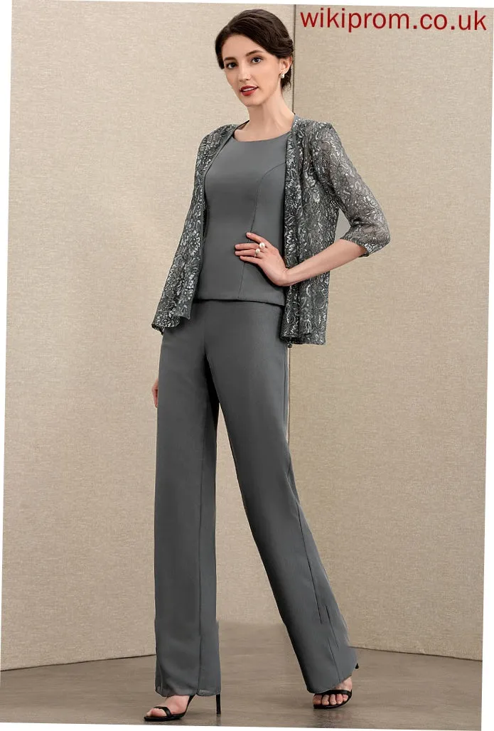 Michaelia Scoop of Mother the Dress Jumpsuit/Pantsuit Bride Chiffon Mother of the Bride Dresses Ankle-Length Neck