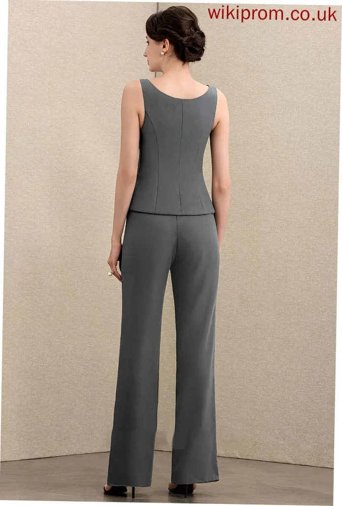 Michaelia Scoop of Mother the Dress Jumpsuit/Pantsuit Bride Chiffon Mother of the Bride Dresses Ankle-Length Neck