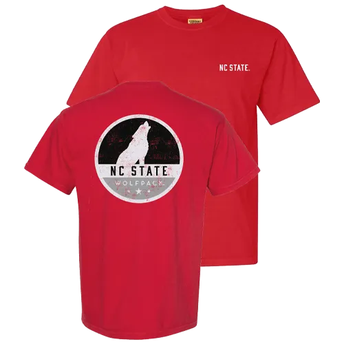 NC State Wolfpack Red Comfort Colors Howling Wolf Circle T-Shirt