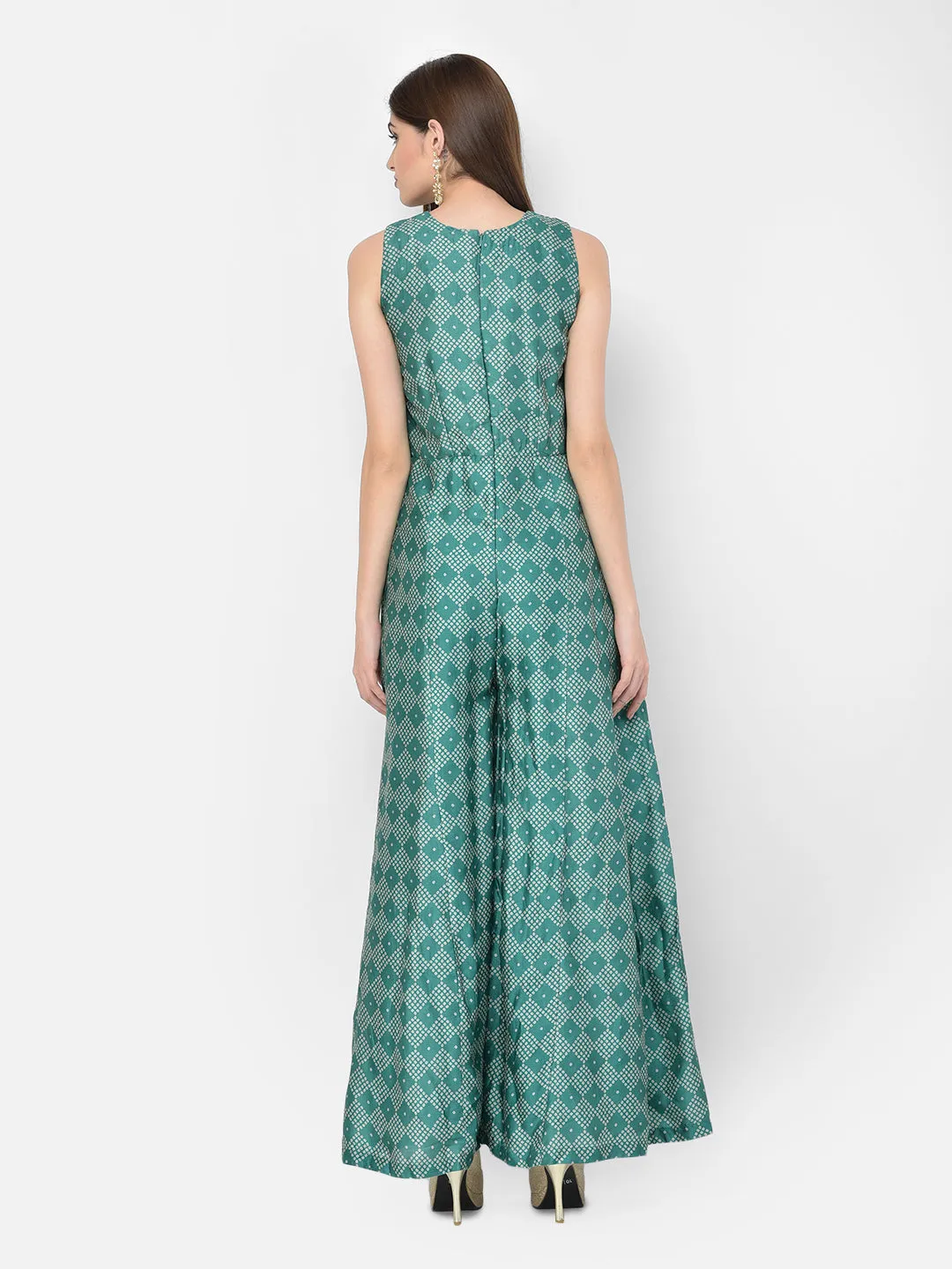 Neeru's Green Color Silk Fabric Jump Suit