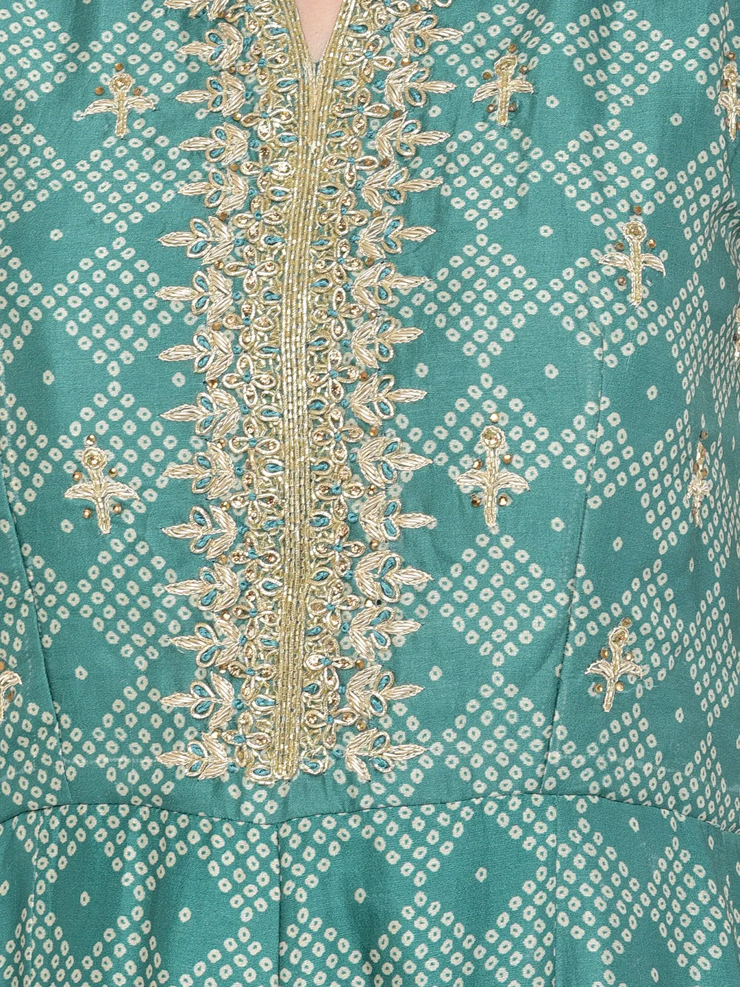 Neeru's Green Color Silk Fabric Jump Suit
