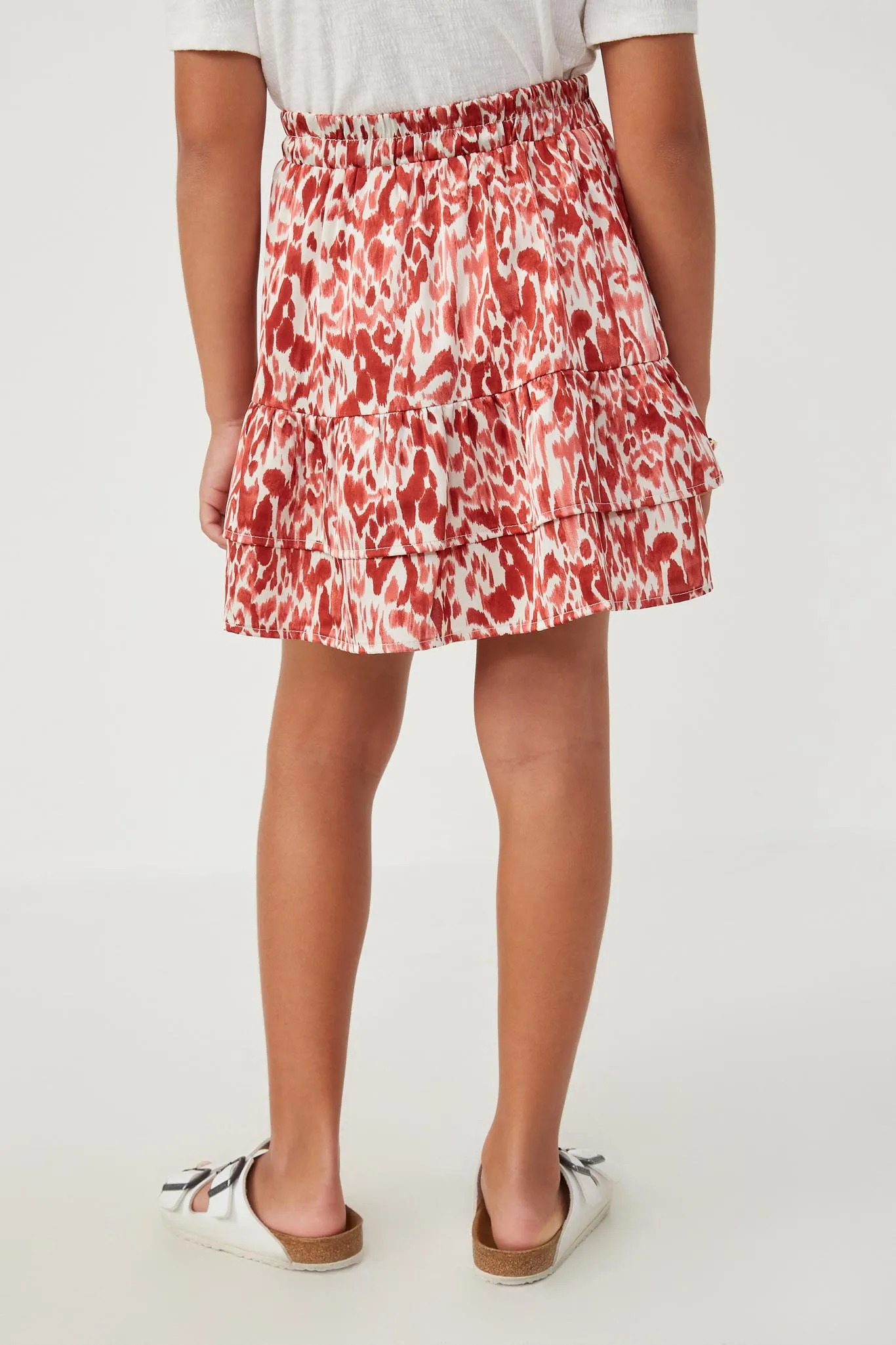 Oil Print Layered Ruffle Skirt
