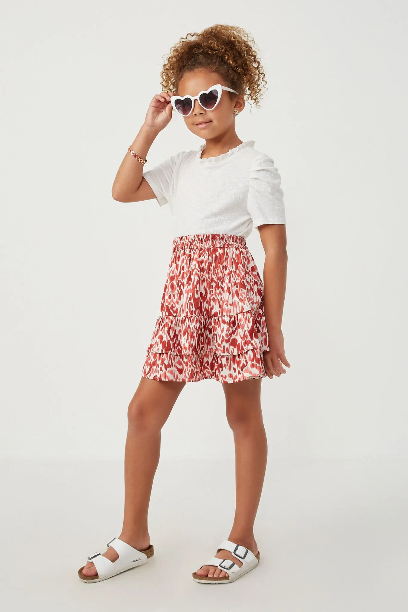 Oil Print Layered Ruffle Skirt