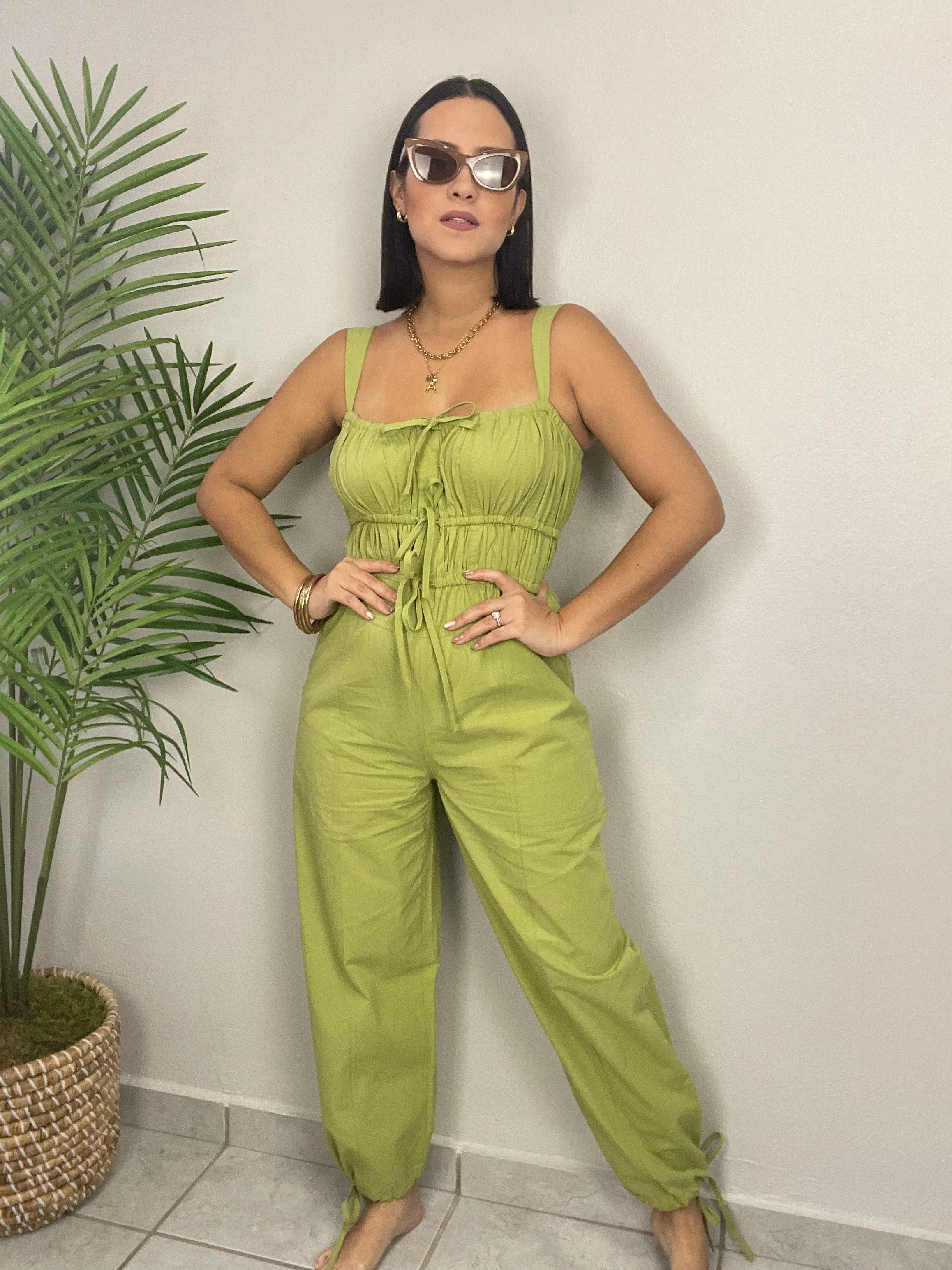 Olive Cargo Jumpsuit