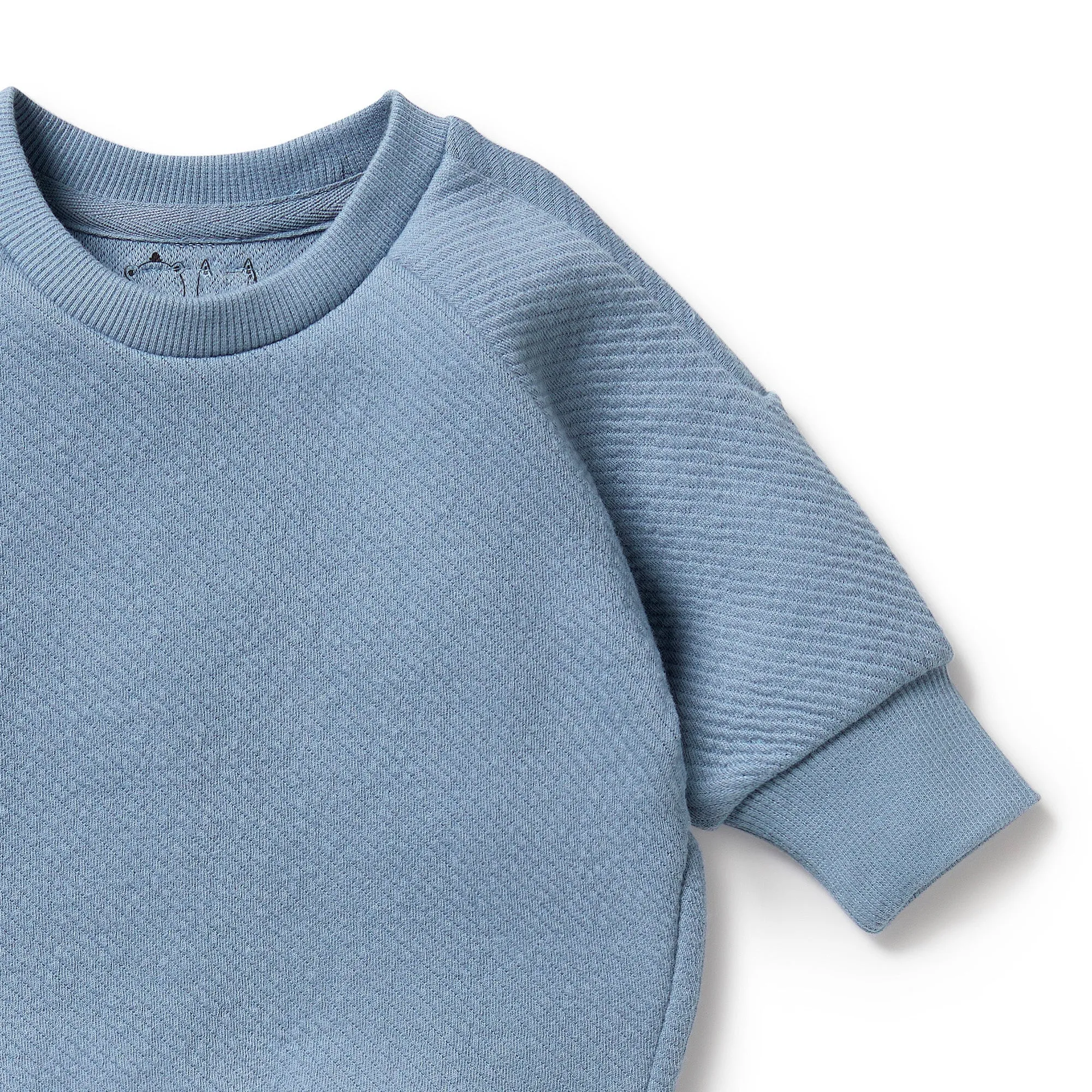 Organic Cotton Quilted Sweat Top | Storm Blue