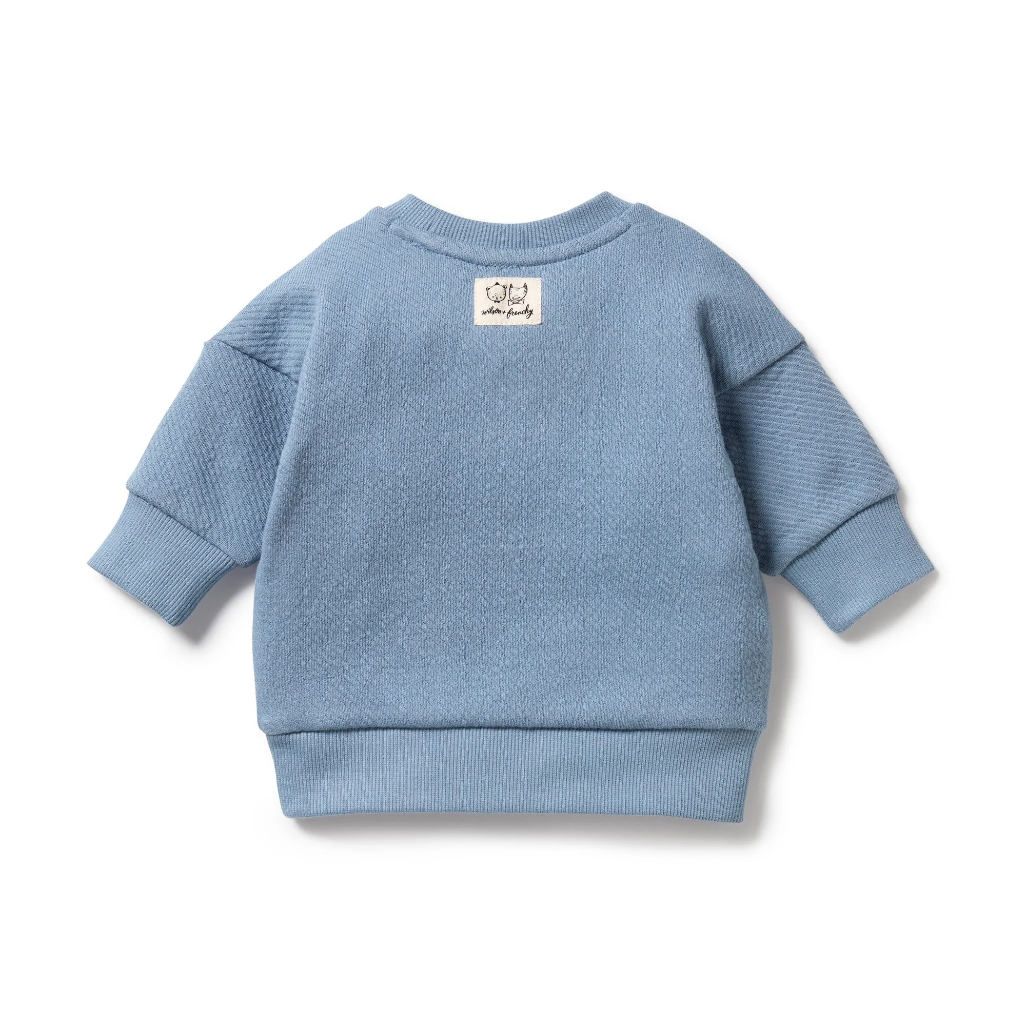 Organic Cotton Quilted Sweat Top | Storm Blue