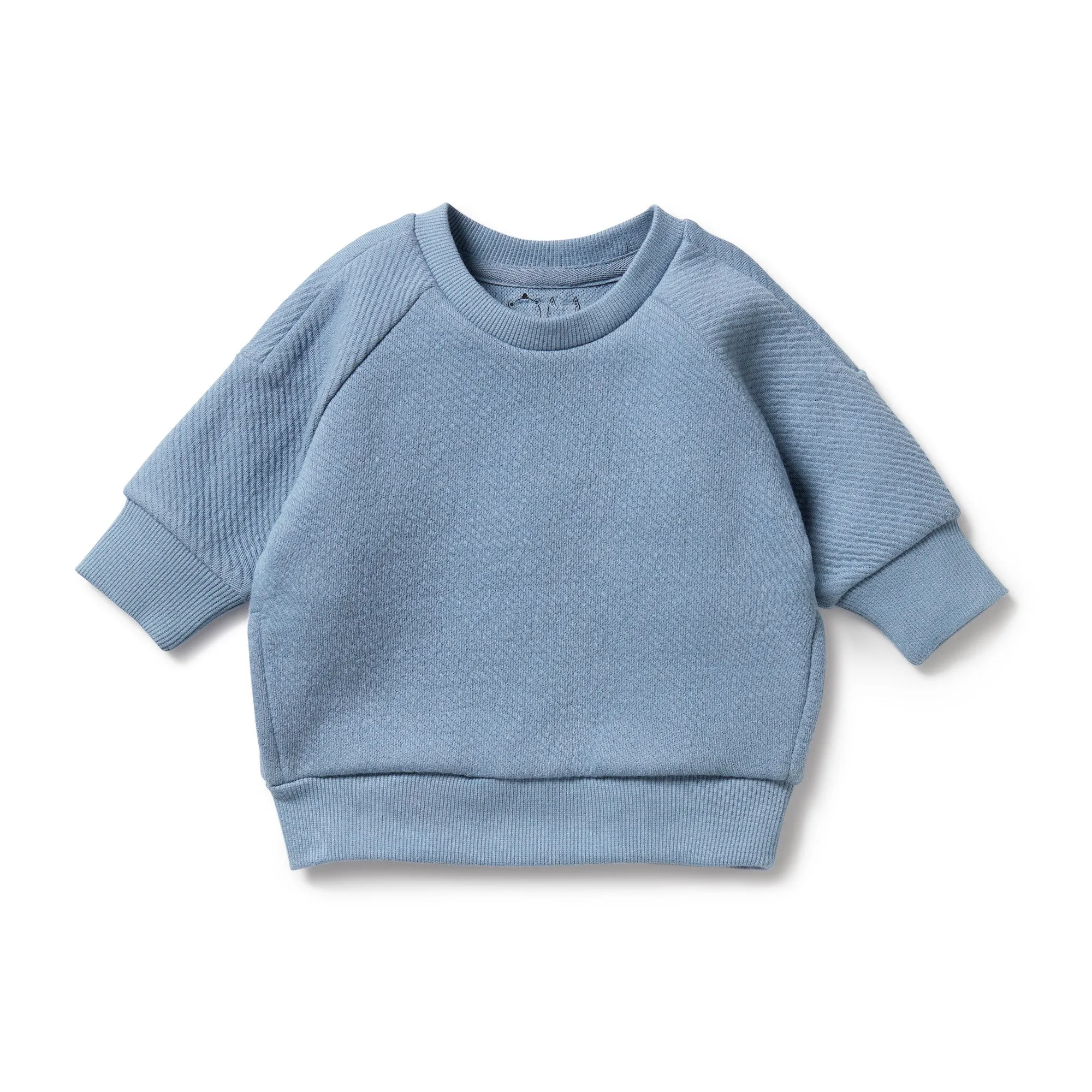 Organic Cotton Quilted Sweat Top | Storm Blue