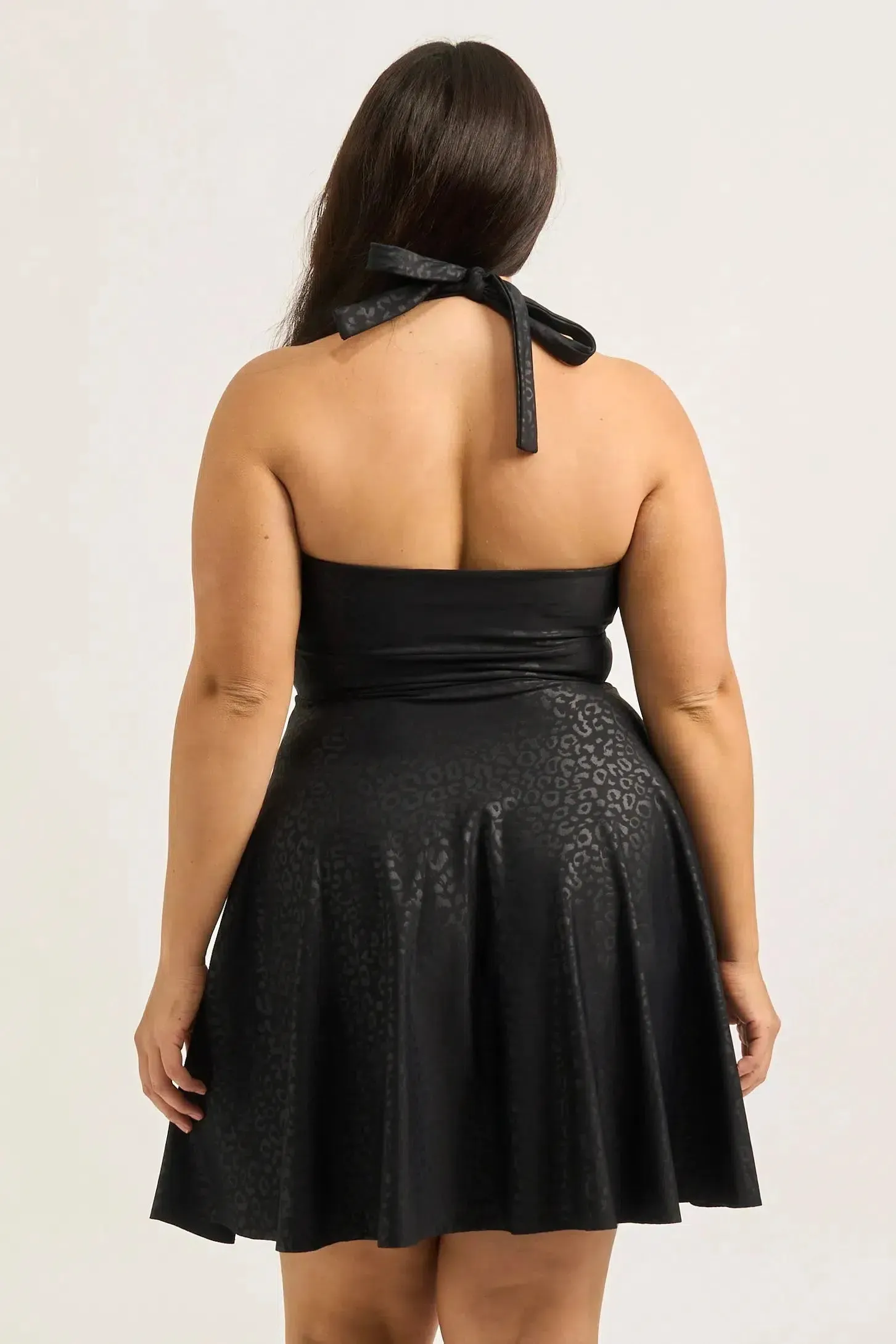Performance Halter Comfort Crop Mini Dress - Black Exotic Touch Jag