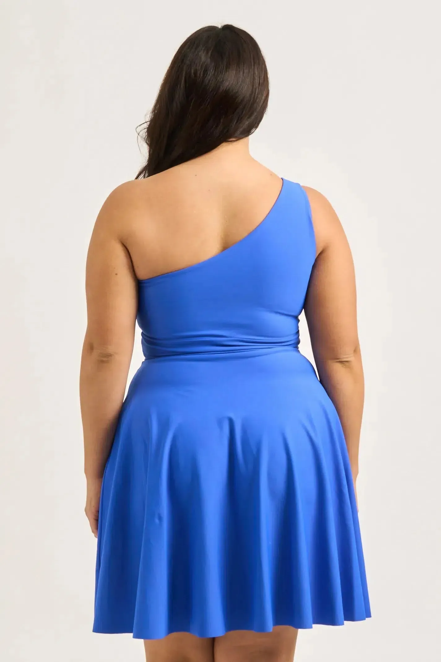 Performance One Shoulder Comfort Crop Mini Dress - Electric Blue