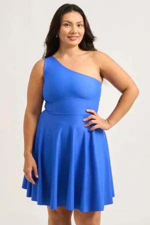 Performance One Shoulder Comfort Crop Mini Dress - Electric Blue