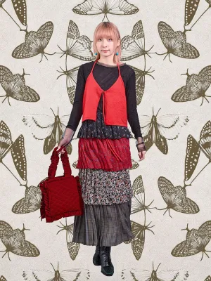 Pleated Layered Floral Tiered Skirt