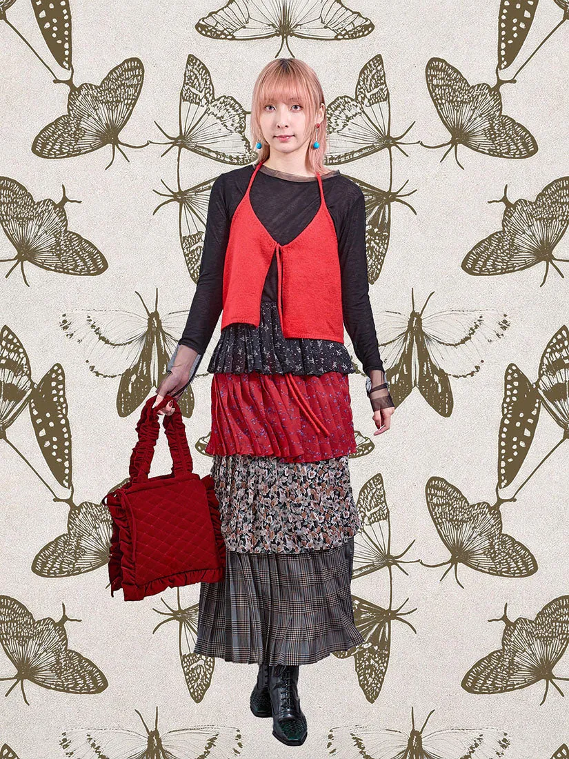Pleated Layered Floral Tiered Skirt