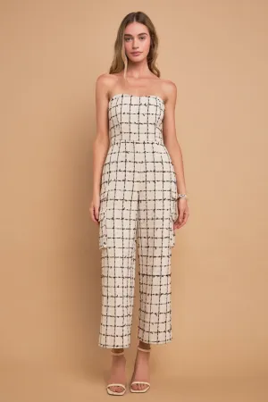 Premium Tweed Sleeveless Cargo Jumpsuit