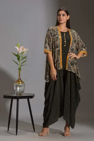 Printed Dhoti Jumpsuit & Sequin Jacket Set
