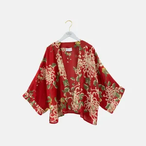 Red Chrysanthemum Short Kimono