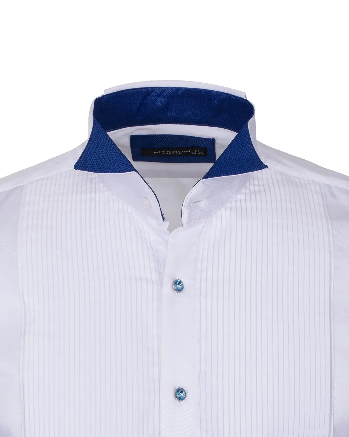 Royal Blue Fancy Dress Long Sleeve Bow Tie Shirt