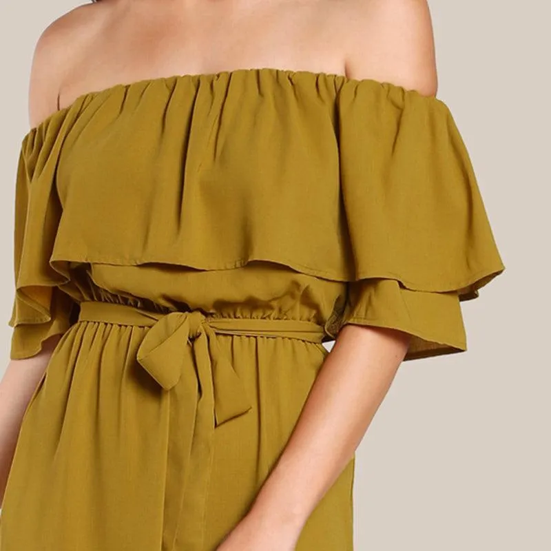 RUFFLED DELIGHT ANKLE PANTS JUMPSUIT