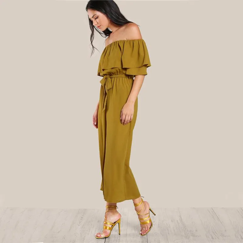RUFFLED DELIGHT ANKLE PANTS JUMPSUIT