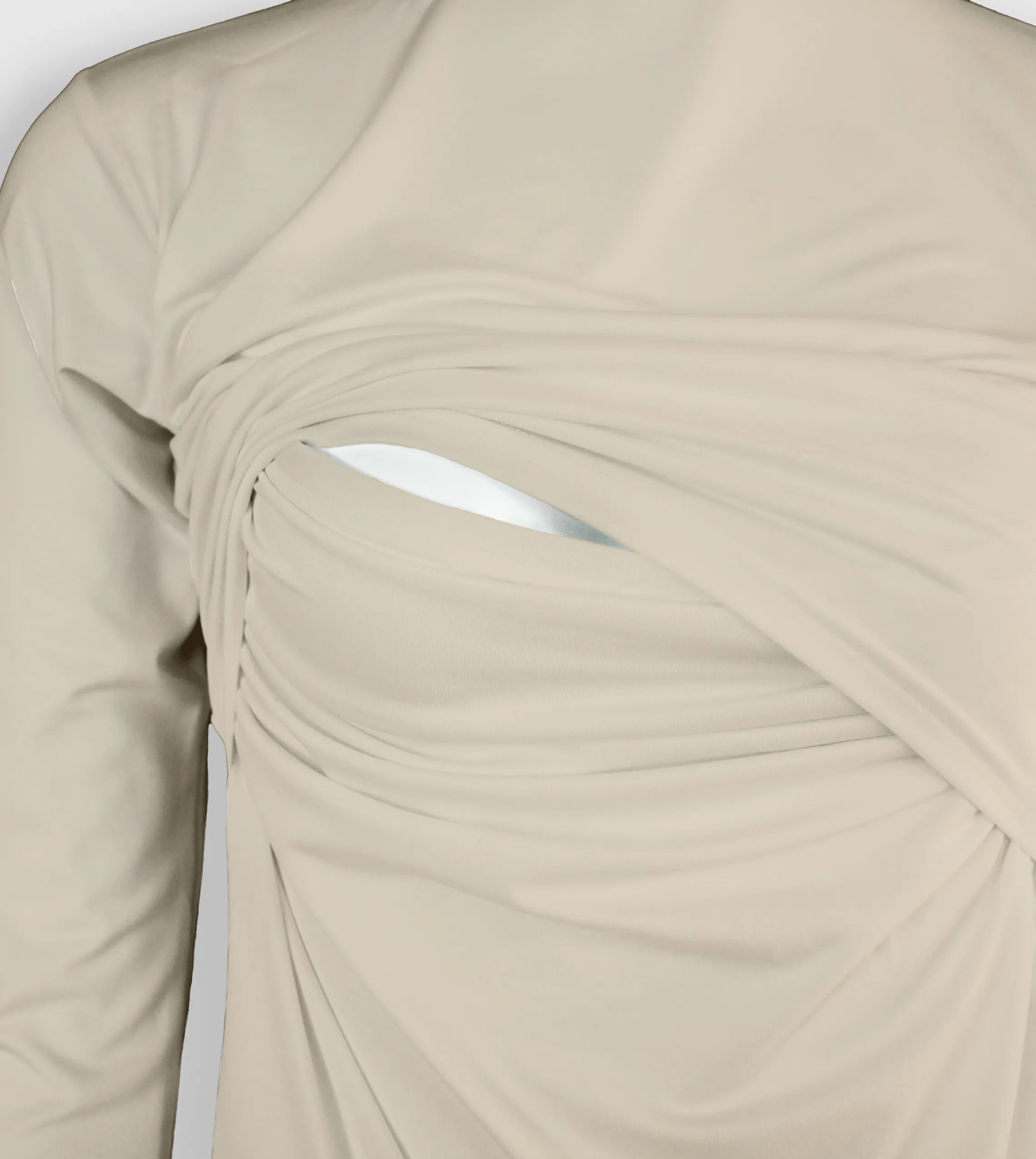 RUUQ Bodysuit for Nursing Long Sleeve with Hijab Cap - Buttermilk