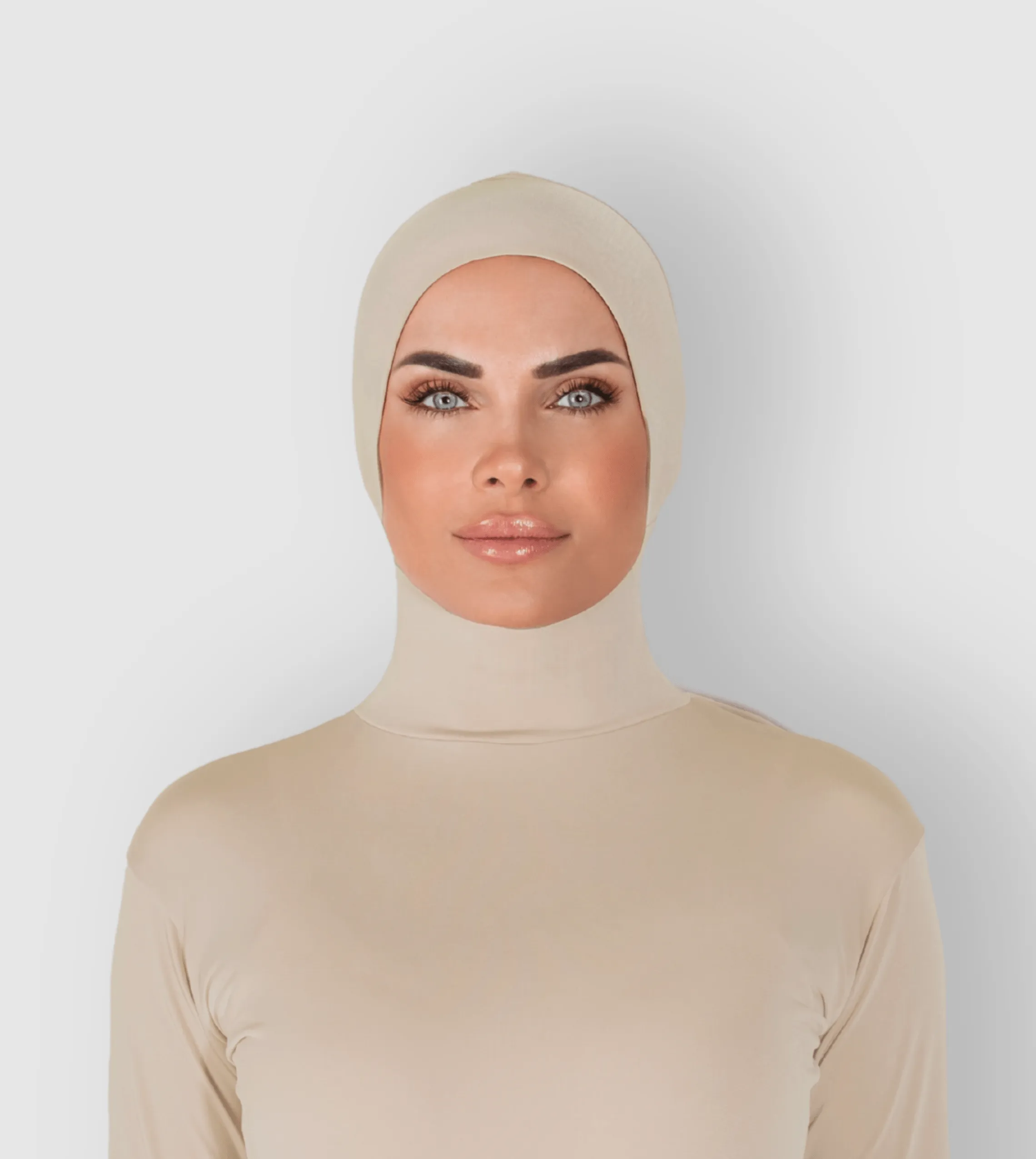 RUUQ Bodysuit for Nursing Long Sleeve with Hijab Cap - Buttermilk