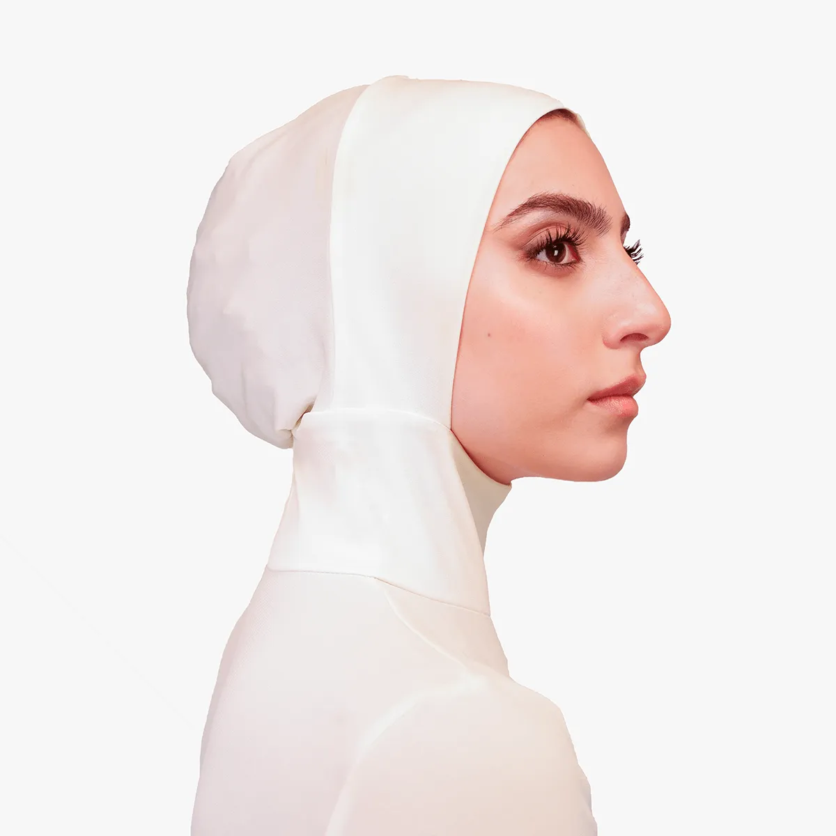 RUUQ Bodysuit for Nursing Long Sleeve with Hijab Cap - Ivory