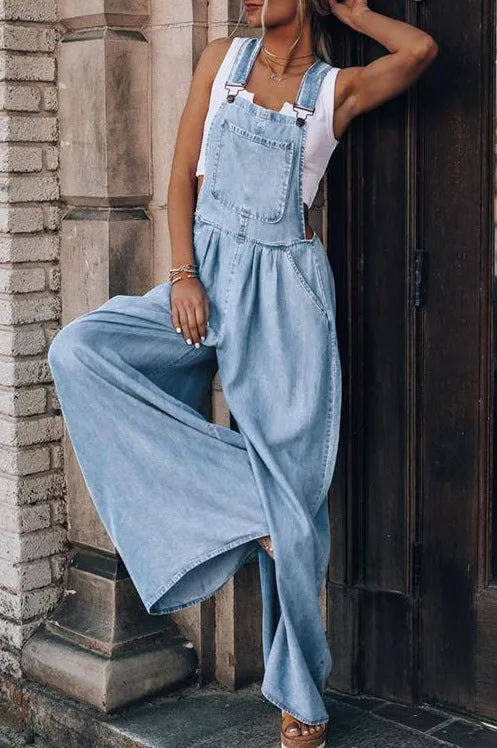 sleeveless denim jumpsuit