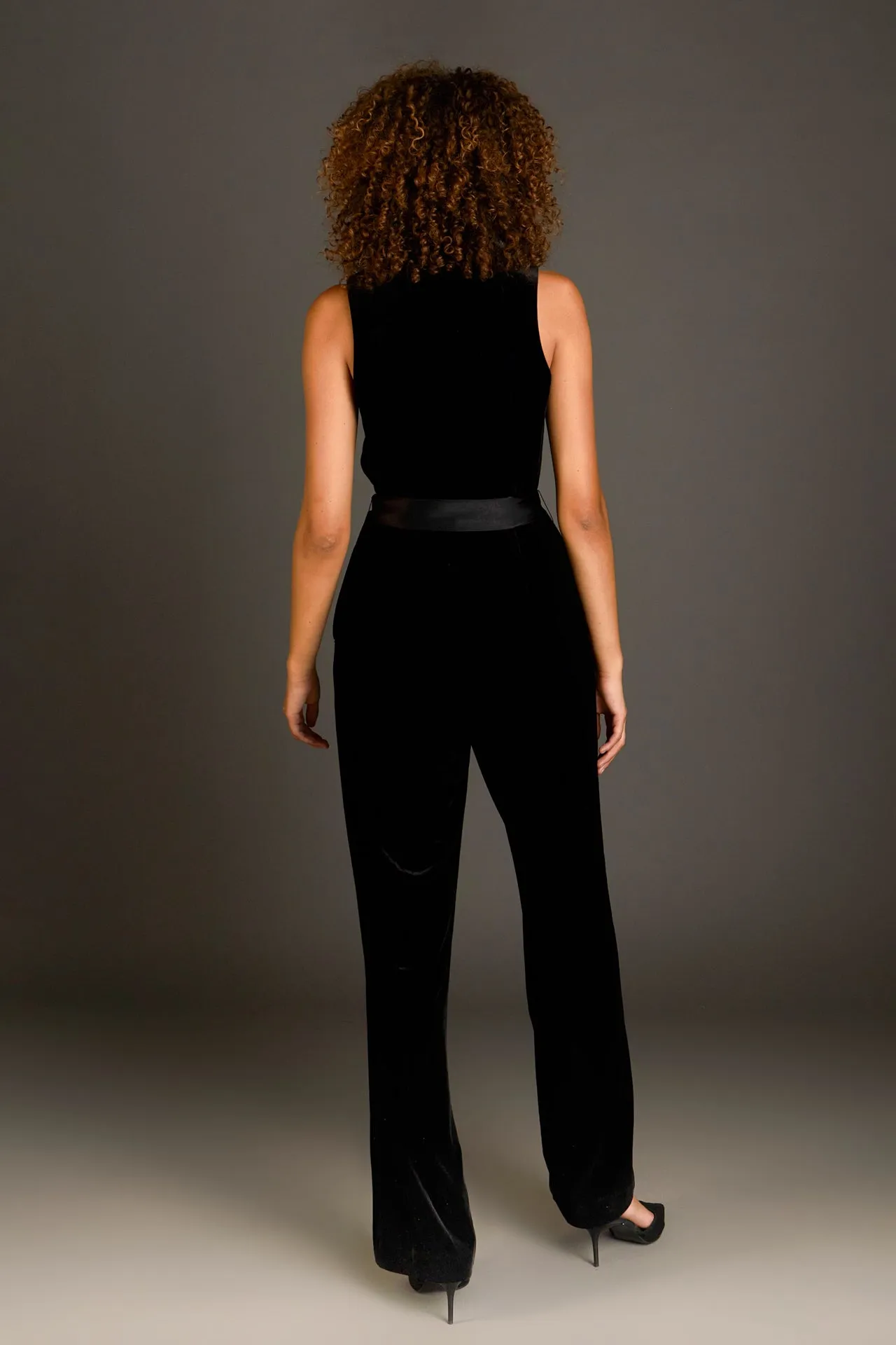 Sleeveless Velvet Jumpsuit