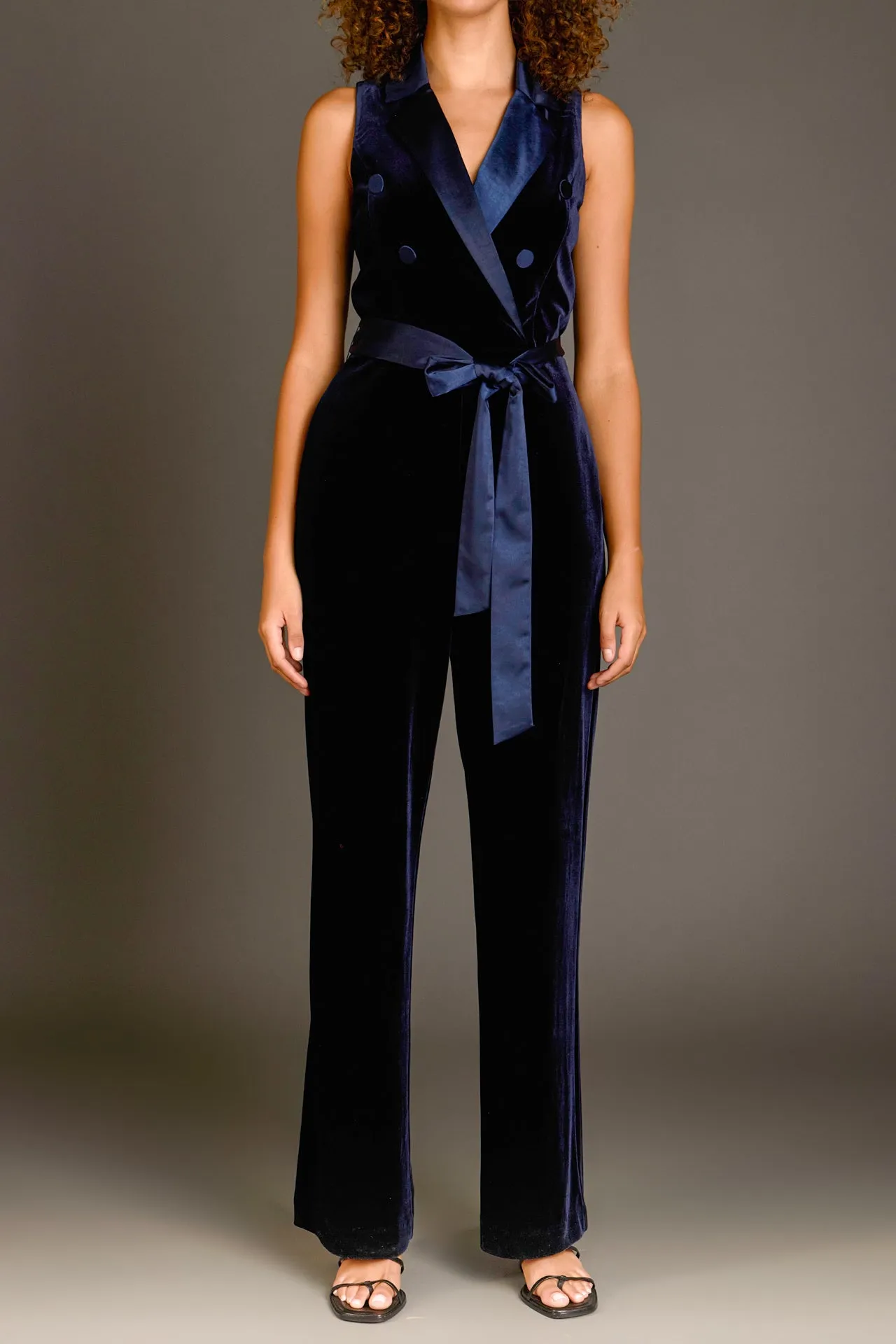 Sleeveless Velvet Jumpsuit