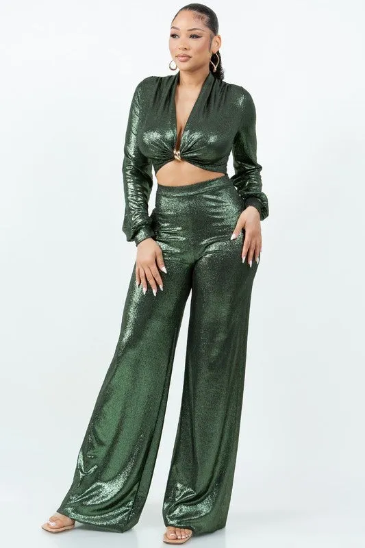 Slinky Foil Jumpsuit w/ Cut Out