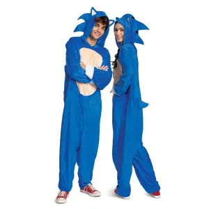 Sonic the hedgehog Hooded Jumpsuit Costume for Adults, Blue Hooded Jumpsuit