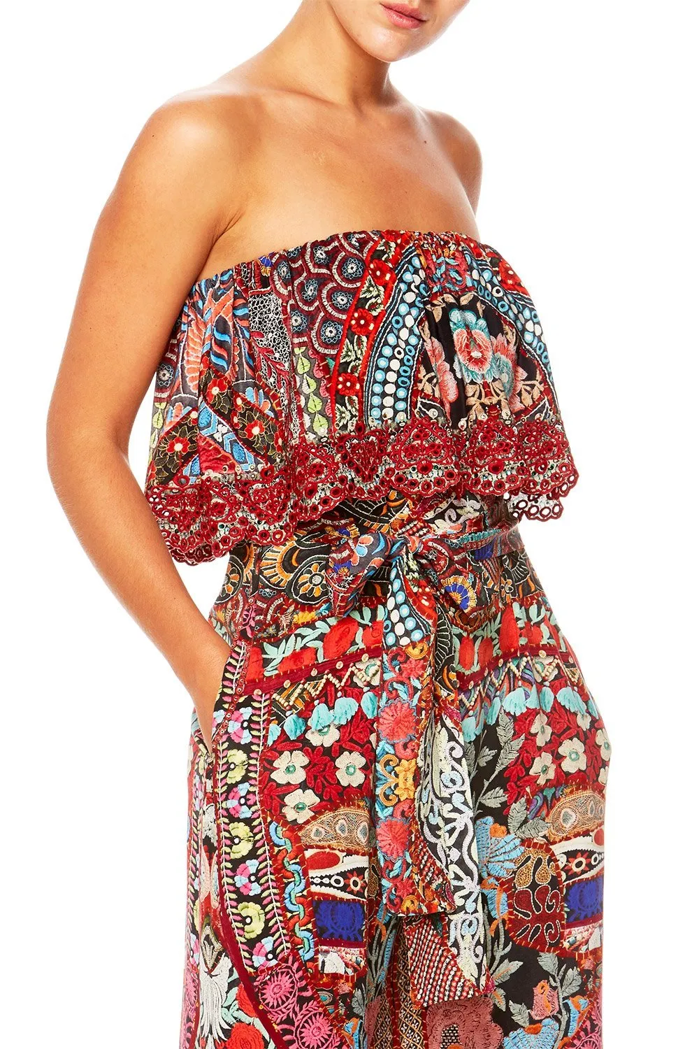 STRAPLESS JUMPSUIT WITH FRILL QUEEN ALIKA