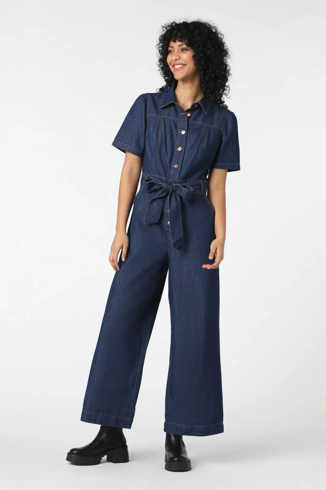 Throw On and Go Denim Jumpsuit
