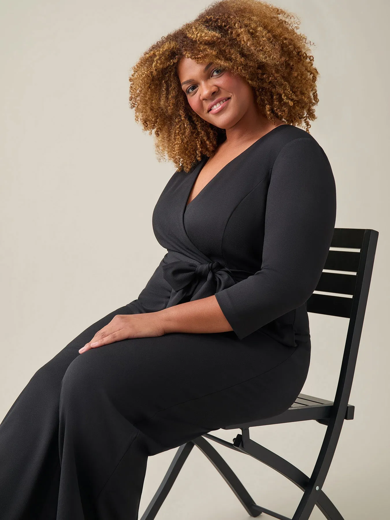 Tie-Waist Jumpsuit, Black