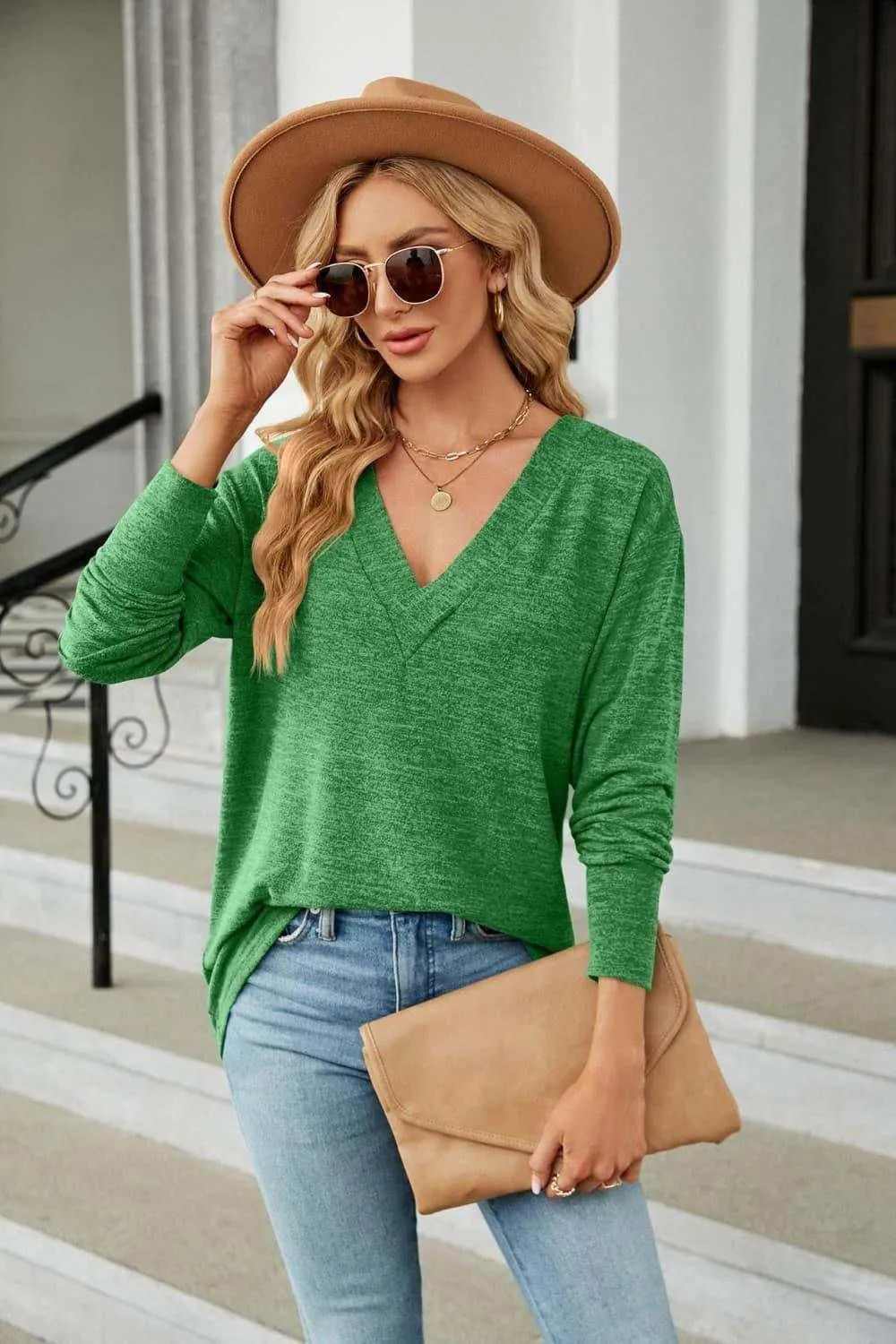 V-Neck Long Sleeve T-Shirt - Casual Style & Comfort